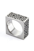 Cube Stainless Steel Black Ring
