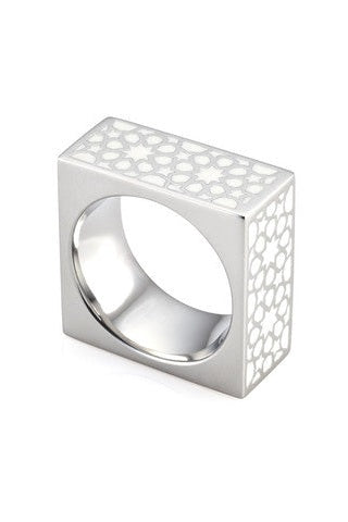 Cube Stainless Steel White Ring