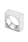 Cube Stainless Steel White Ring