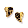 Heart Gold Black Earrings