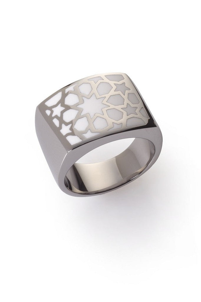 Lama Stainless Steel White Ring