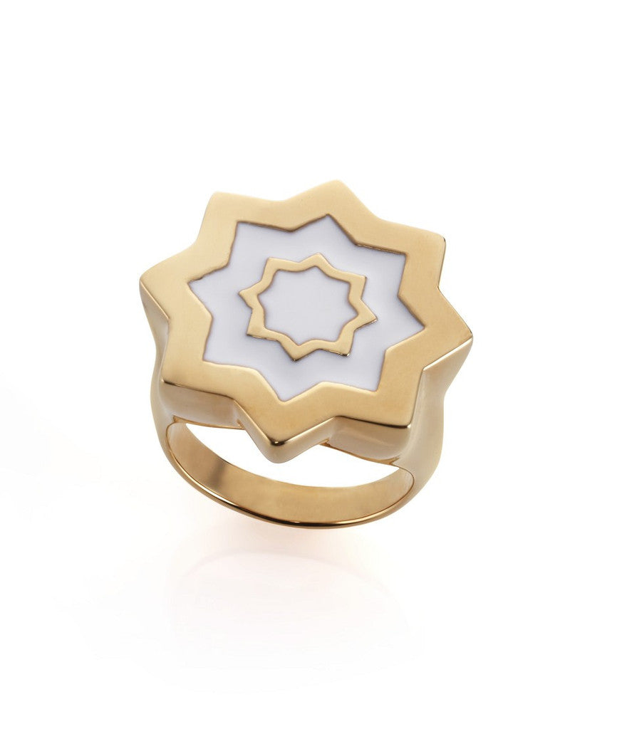 Abraham Shield Ring - Star Shield Gold White