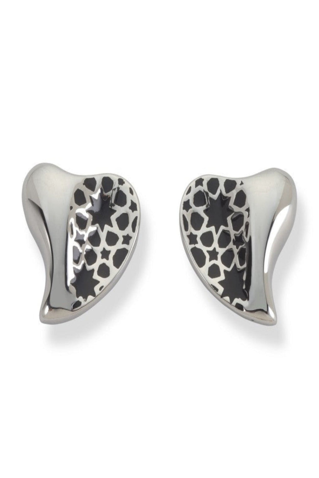 Heart Stainless Steel Black Earrings