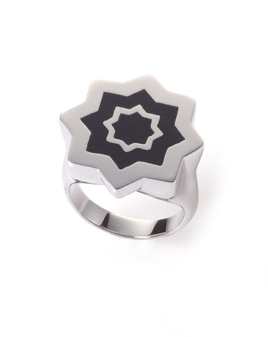 Abraham Shield Ring - Star Shield - Stainless Steel Black