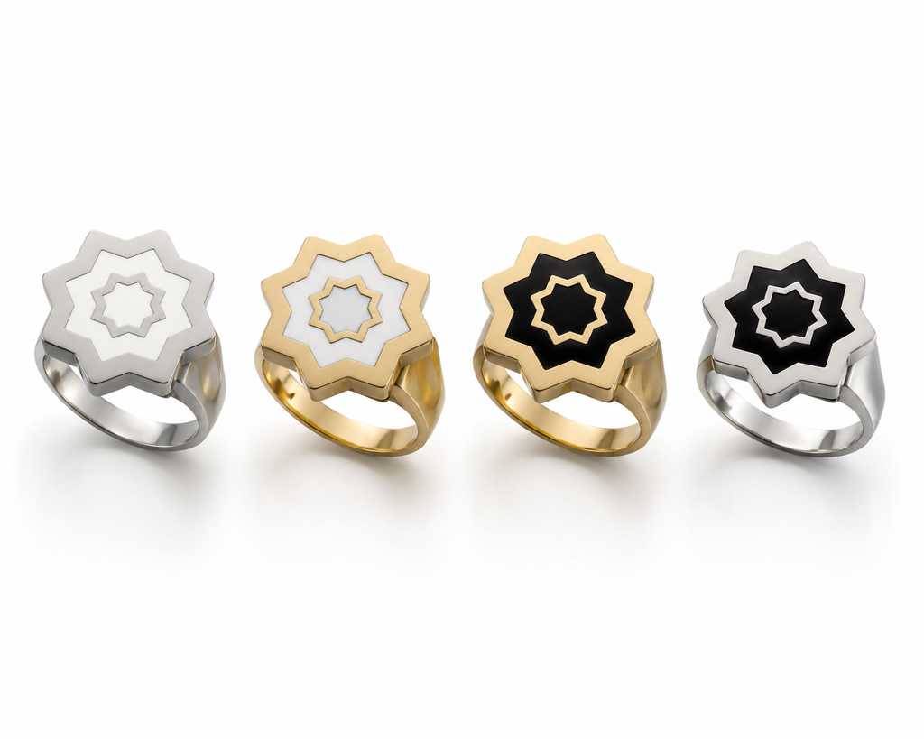 Abraham Shield Ring - Star Shield Gold White