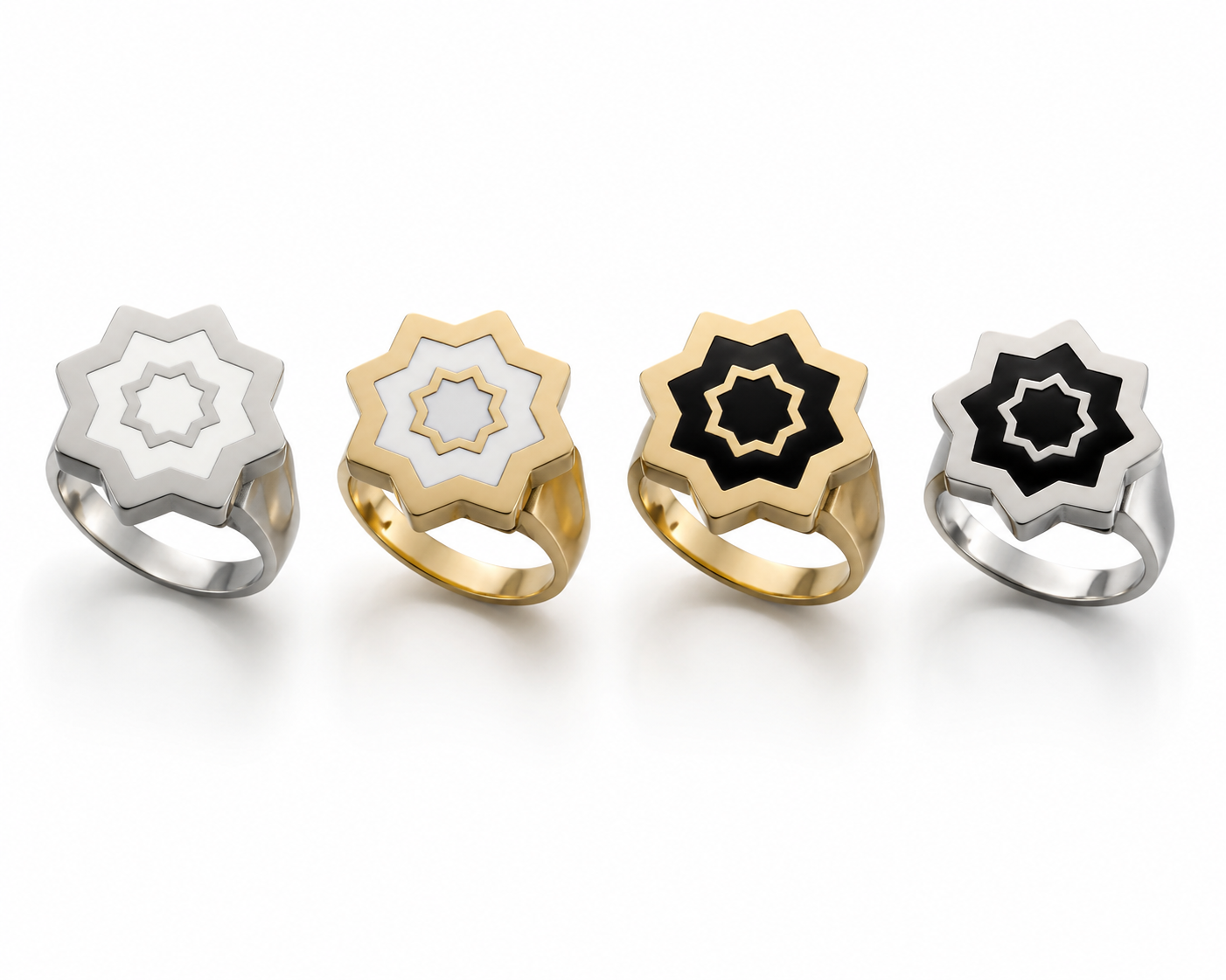 Abraham Shield Ring - Star Shield - Stainless Steel Black