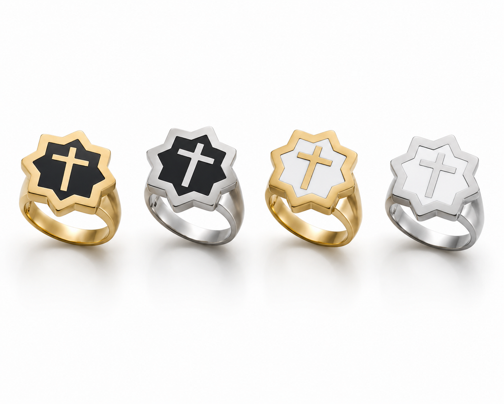 Abraham Shield Ring - Cross - Stainless Steel Black