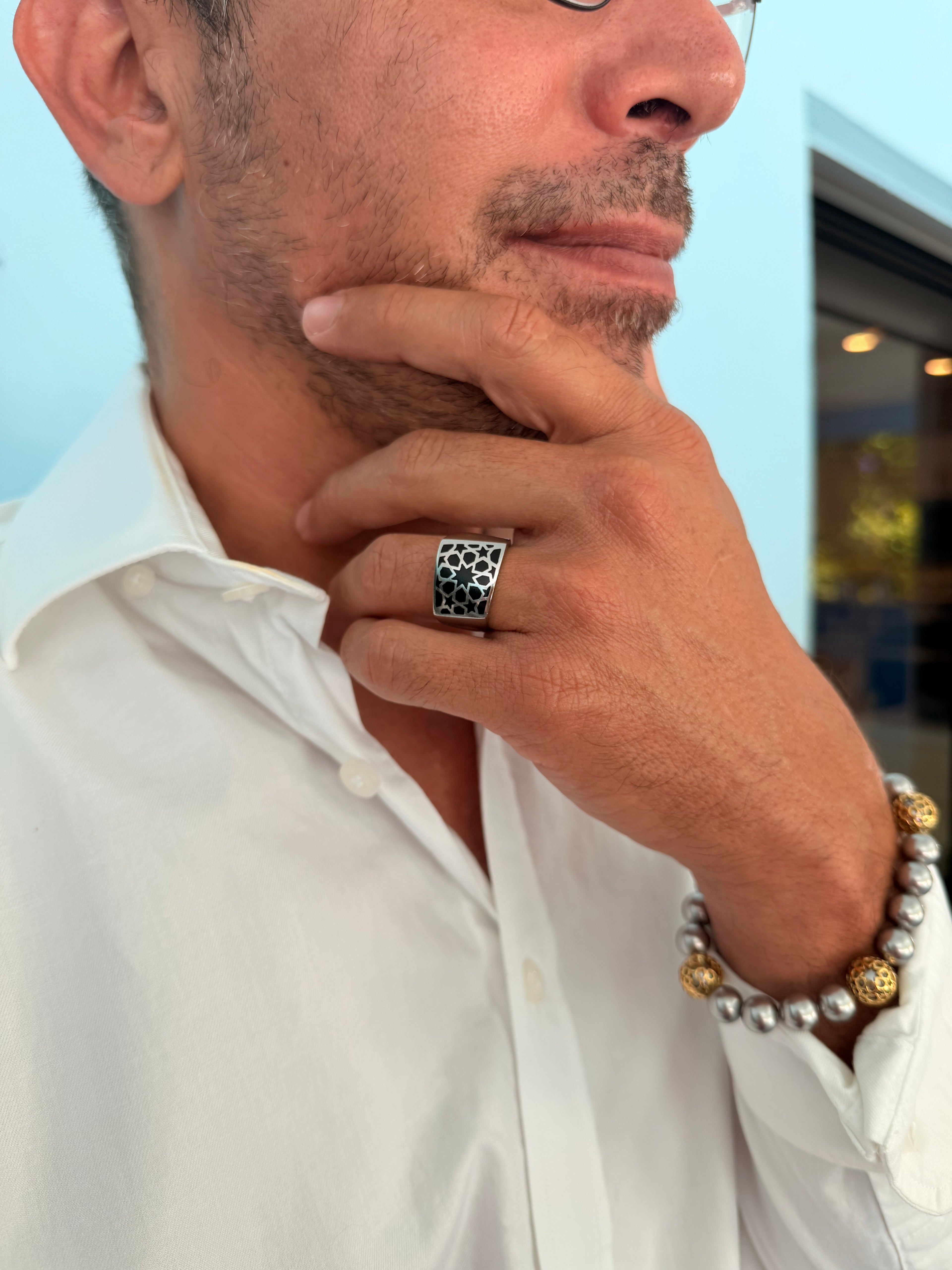 Lama Stainless Steel White Ring