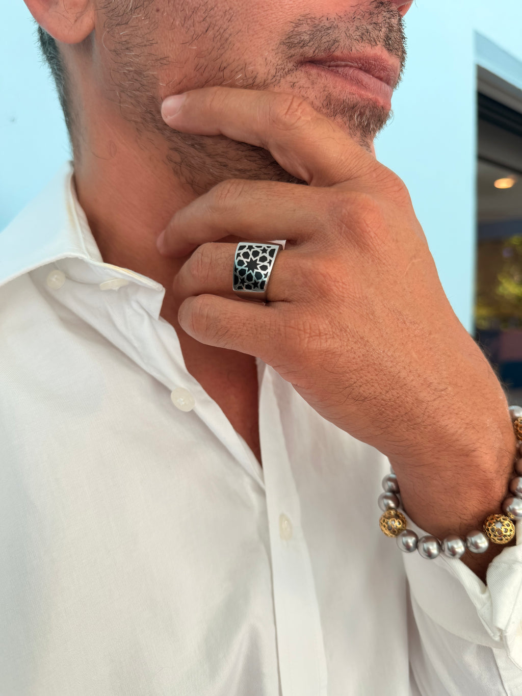 Lama Stainless Steel Black Ring