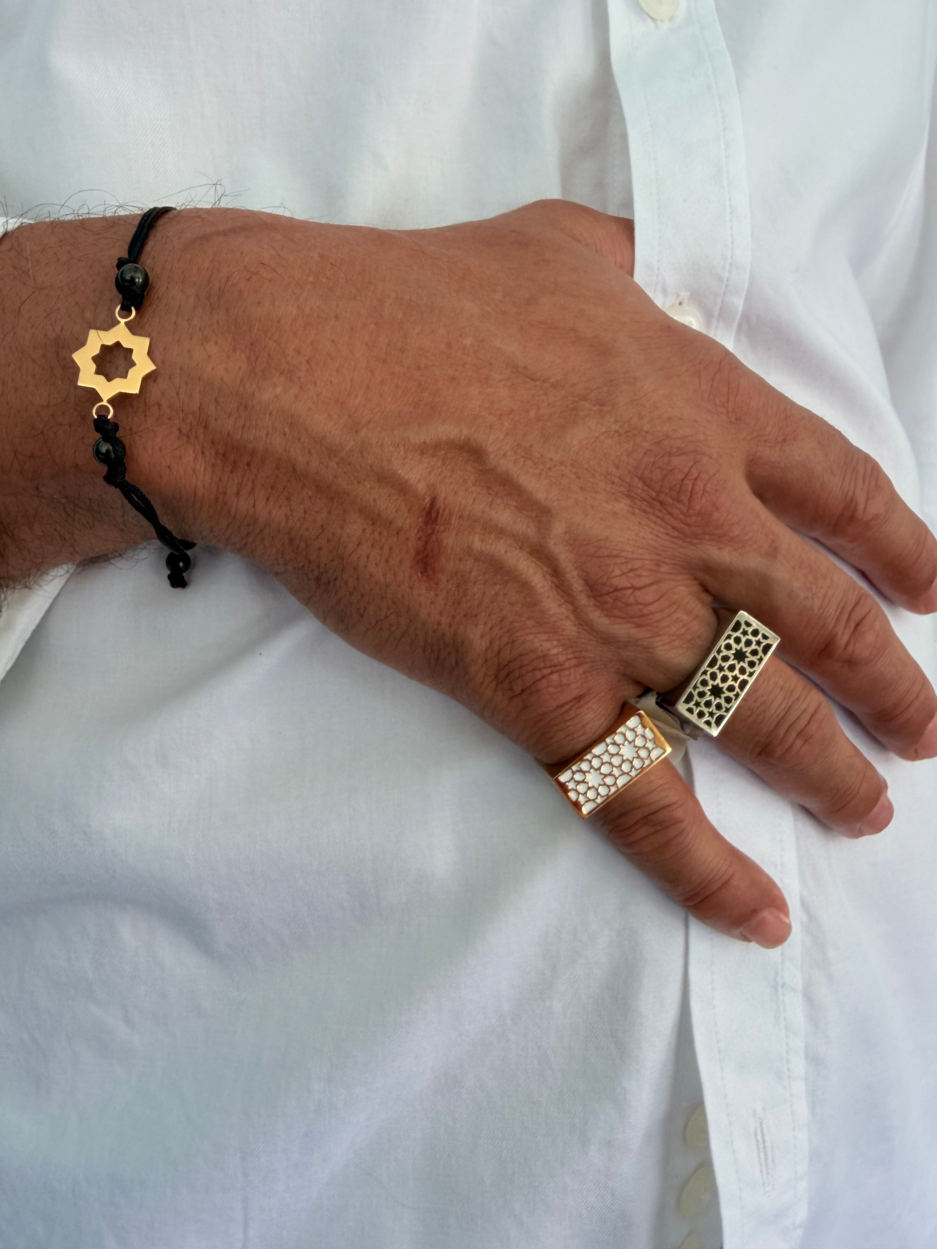 Cube Gold Black Ring