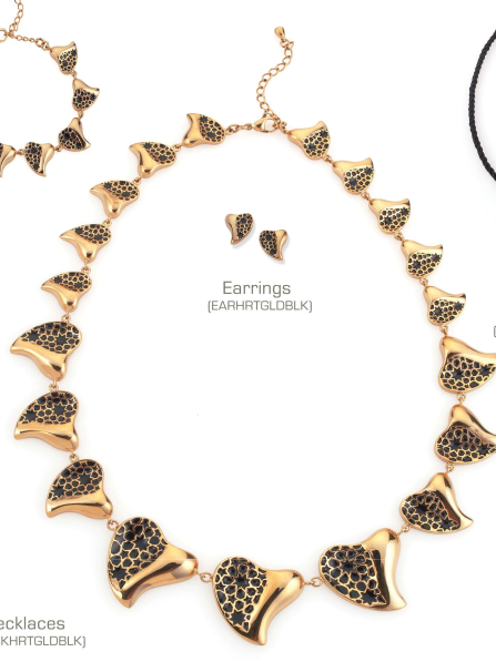 Linked Hearts Harmony Necklace - Gold Black