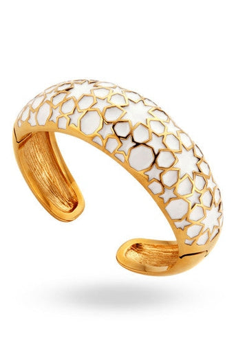 Steel White Enamel Flip Bangle