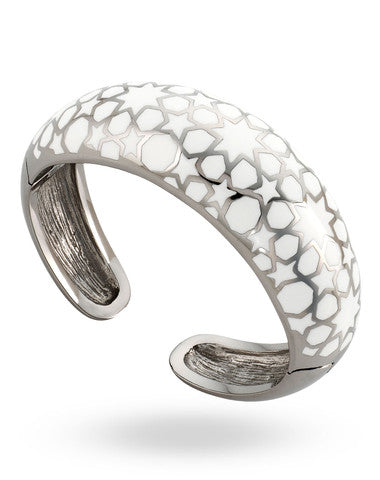 Steel White Enamel Flip Bangle