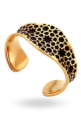 Gold with Black Enamel Puler Bangle
