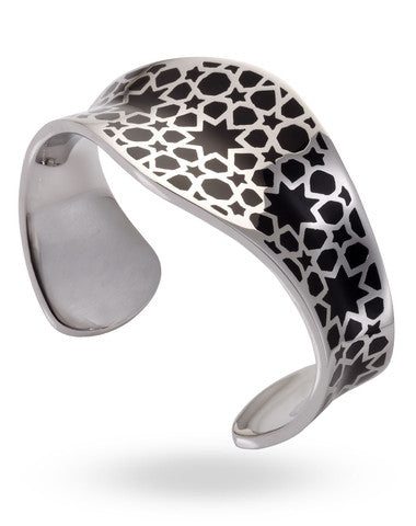 Steel with Black Enamel Puler Bangle